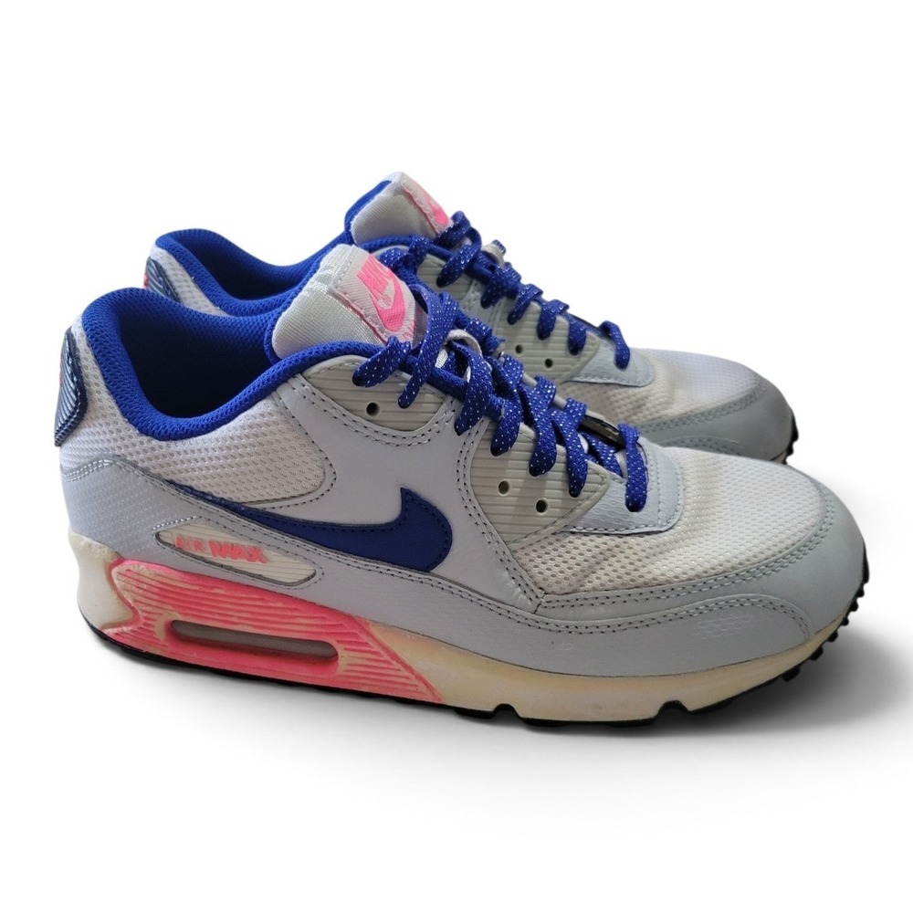 Nike Air Max 90 345017-116 White Blue Pink Sneakers Youth 7Y EU 40 Women 8.5